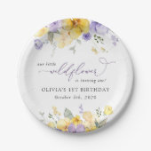 Purple Flowers, Yellow Flowers, First Birthday ペーパープレート (正面)