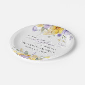 Purple Flowers, Yellow Flowers, First Birthday ペーパープレート (アングル)