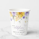 Purple Flowers, Yellow Flowers, First Birthday 紙コップ (正面)