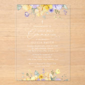 Purple Flowers, Yellow Flowers, First Communion アクリル招待状 (正面)