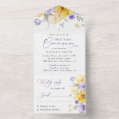 Purple Flowers, Yellow Flowers, First Communion オールインワン招待状 (内側)