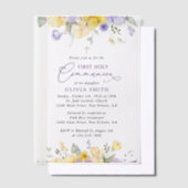 Purple Flowers, Yellow Flowers, First Communion ベラム紙招待状 (オフセット)
