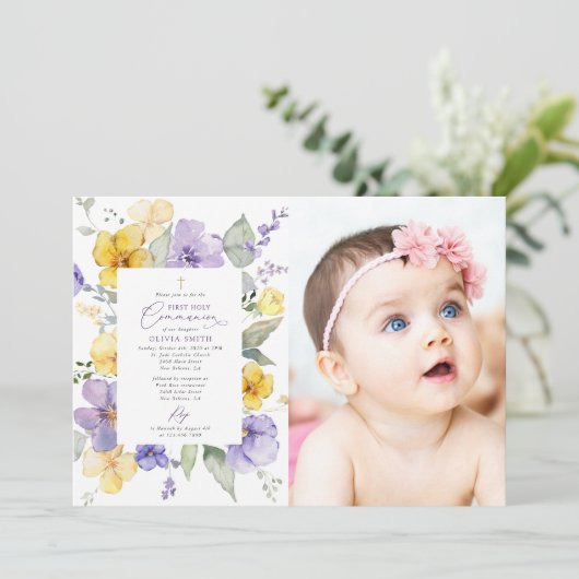 Purple Flowers, Yellow Flowers, First Communion 招待状 (スタンド正面)