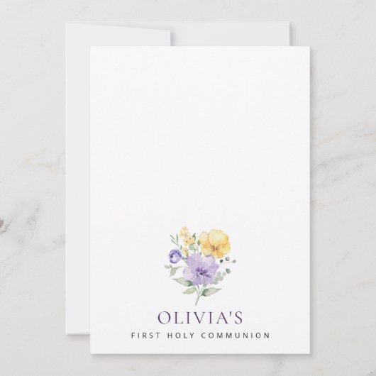 Purple Flowers, Yellow Flowers, First Communion 招待状 (裏面)