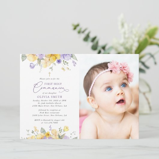 Purple Flowers, Yellow Flowers, First Communion 招待状 (スタンド正面)