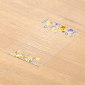 Purple Flowers, Yellow Flowers, Greenery, Wedding アクリル招待状 (レイダウン)