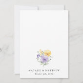 Purple Flowers, Yellow Flowers, Greenery, Wedding セーブザデート (裏面)