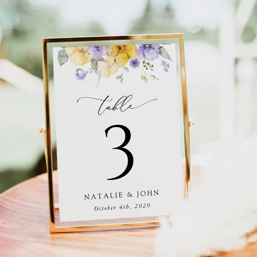 Purple Flowers, Yellow Flowers, Table Numbers テーブルナンバー