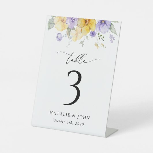 Purple Flowers, Yellow Flowers, Table Numbers 台座サイン (正面)