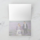 Purple Flowishes結婚の2枚の写真ありがとう サンキューカード (内部)