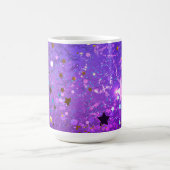 Purple foil background with Stars コーヒーマグカップ (中央)