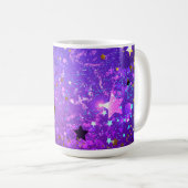 Purple foil background with Stars コーヒーマグカップ (正面右)