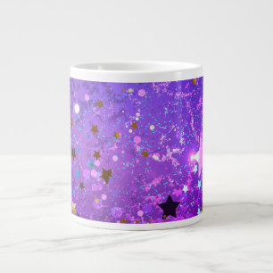 Purple foil background with Stars ジャンボコーヒーマグカップ