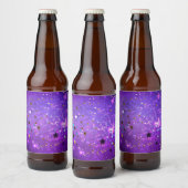 Purple foil background with Stars ビールラベル (ボトル)