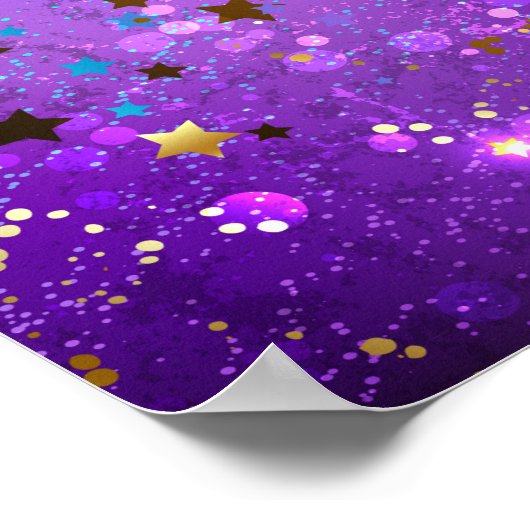Purple foil background with Stars ポスター (角)
