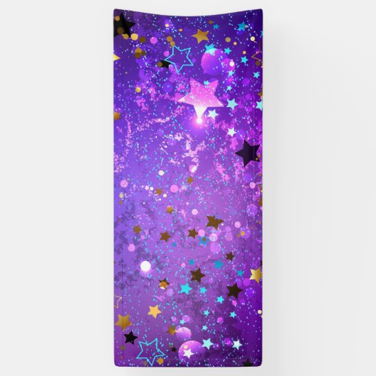 Purple foil background with Stars 横断幕 (縦)