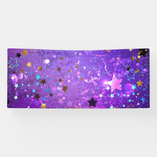 Purple foil background with Stars 横断幕 (横)