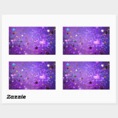 Purple foil background with Stars 長方形シール (シート)