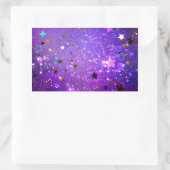 Purple foil background with Stars 長方形シール (バッグ)