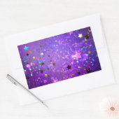 Purple foil background with Stars 長方形シール (封筒)