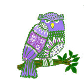 Purple Folk Art Owls on Pink Background ラッピングペーパー