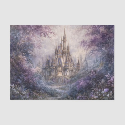 Purple Forest Whimsical Blue Spire Castle 薄葉紙 (正面)