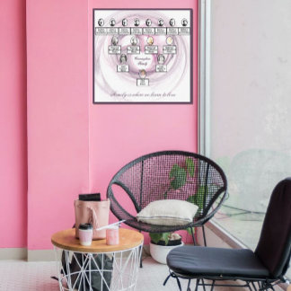 Purple Fractal Heart Oval Photos Family Tree キャンバスプリント