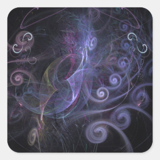 Purple fractals swirls スクエアシール