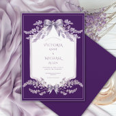 Purple Frame Floral Elegant Wedding Invitation 招待状