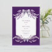 Purple Frame Floral Elegant Wedding Invitation 招待状 (スタンド正面)