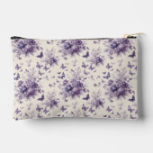 Purple French Country Toile Fleur Butterflies アクセサリーポーチ (裏面)