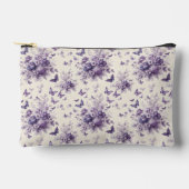 Purple French Country Toile Fleur Butterflies アクセサリーポーチ (正面)