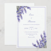 Purple French Lavender Rustic Minimalist Frame 招待状 (正面/裏面)