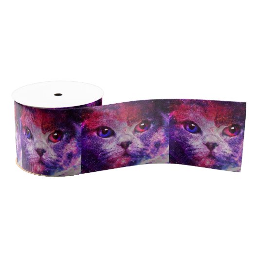 Purple Galaxy Cat  グログランリボン (リール)