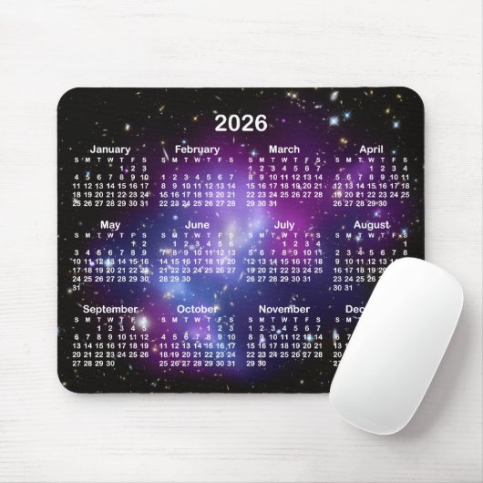 Purple Galaxy Cluster Celestial 2026 Calendar マウスパッド (マウス)