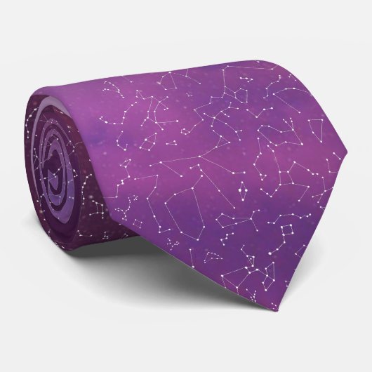 Purple Galaxy With Constellations Tie ネクタイ (ロール)