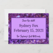 Purple Gems日付磁石を保存 マグネット招待状 (正面)