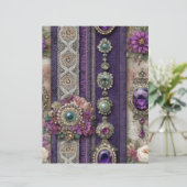 Purple Gems Vintage Junk Journal Scrapbook Paper (スタンド正面)