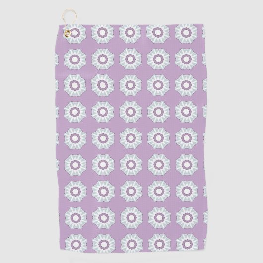 Purple geometric floral patterned  ゴルフタオル (正面)