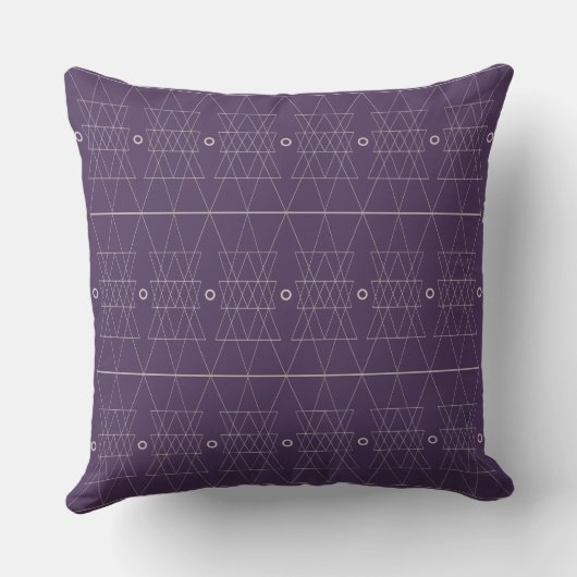 Purple Geometric Triangles Couch Pillow クッション (裏面)
