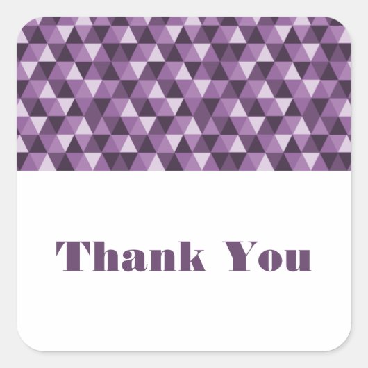 Purple Geometric Triangles Thank You Stickers スクエアシール (正面)