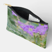Purple Geranium Wildflower Photo With Custom Name アクセサリーポーチ (見開き)