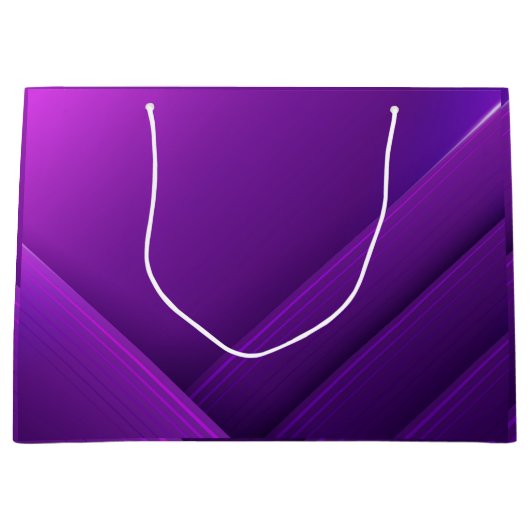 Purple gift bag with white handles and geometric  ラージペーパーバッグ (正面)