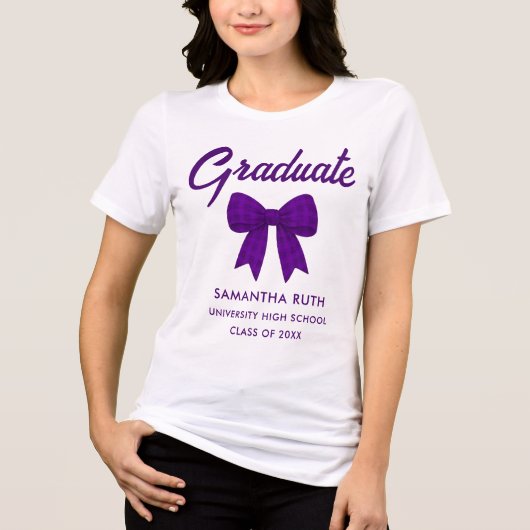 Purple Gingham Bow Graduation トライブレンドＴシャツ (正面)