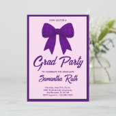 Purple Gingham Bow Graduation Party 招待状 (スタンド正面)
