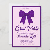 Purple Gingham Bow Photo Graduation Party 招待状 (裏面)