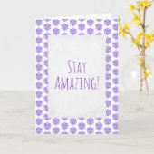 purple gingham daisy birthday カード (黄色い花)