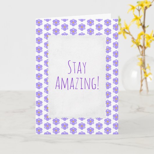 purple gingham daisy birthday カード (黄色い花)