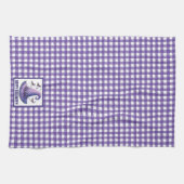 Purple Gingham Halloween Witch Hat and Bats キッチンタオル (横)