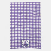 Purple Gingham Halloween Witch Hat and Bats キッチンタオル (縦)